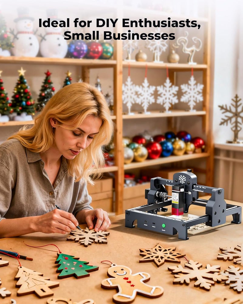 Acmer S1 Laser Engraver 3500mW, Compact Desktop Engraving & Cutting Machine for DIY Crafts, Small Business & Makers, 130×130mm Work Area, 0.04mm Detail Engraving for Wood, Acrylic, Metal - Image 3